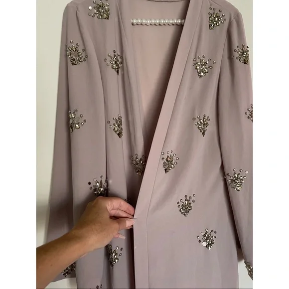 New Gorgeous Premium Poplook Embellished Rhinestones CoverUp Robe Duster  L - Picture 2 of 4